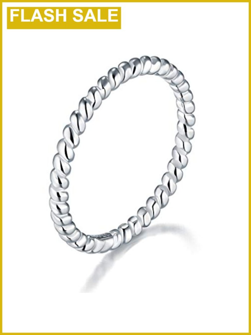 Sterling Silver Twisted Band Stackable Ring 2mm Comfort Fit